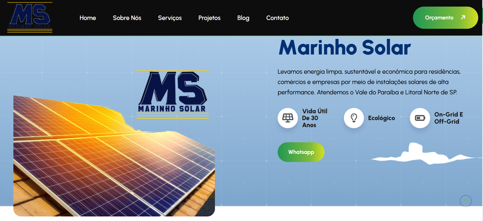Criação de Site Otimizado para Google – Marinho Solar